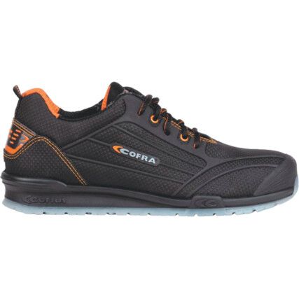 Cregan Unisex Safety Trainers, Size 7, Black/Orange, Wide Fit, Leather Upper, Aluminium Toe Cap, S3, EN ISO 20345:2011