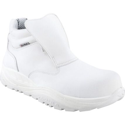 Okuden, Unisex Safety Boots Size 8, White, Leather, Water Resistant