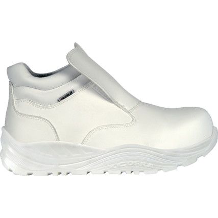 Okuden, Unisex Safety Boots Size 7, White, Leather, Water Resistant