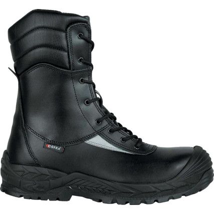 Unisex Safety Boots Size 12, Black, Leather, Wide Fit