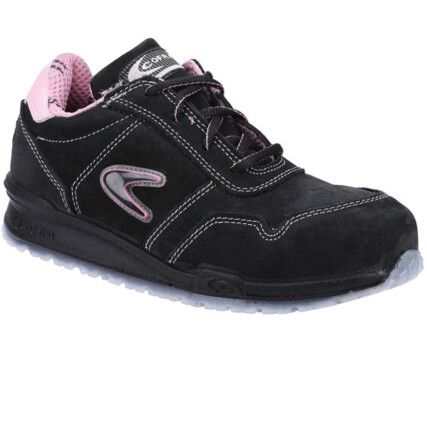 Alice Women's Safety Trainers, Size 4, Pink/Black, Leather Upper, Aluminium Toe Cap, S3, EN ISO 20345:2011