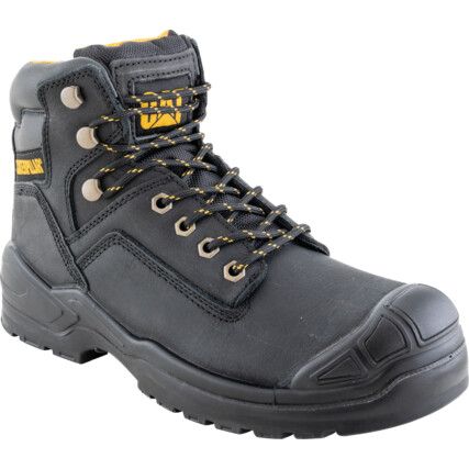 Mens Safety Boots Size 6, Black, Leather, Water Resistant, Steel Toe Cap