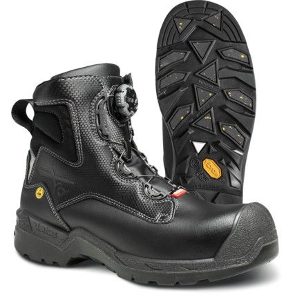 Unisex Safety Boots Size 8, Black, Leather, Composite Toe Cap, ESD