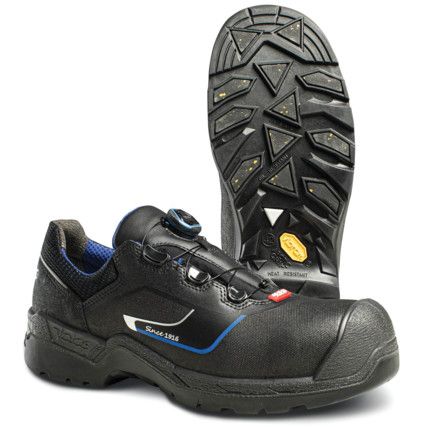 Jalas 1338 Unisex Composite Safety Shoes, Size 2, Black/Blue, Leather/Textile Upper, Composite Toe Cap, S3, EN ISO 20345:2011