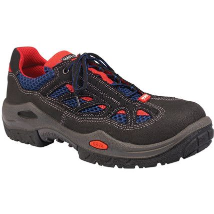 Jalas Respiro Unisex Safety Trainers, Size 9, Black/Blue/Red, ESD, Textile/Leather Upper, Aluminium Toe Cap, S2, EN ISO 20345:2011