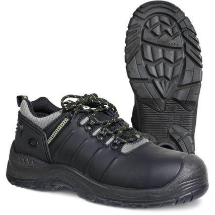 Graninge 7288 Unisex Metal Safety Shoes, Size 2, Black, Leather Upper, Composite Toe Cap, S3, EN ISO 20345:2011