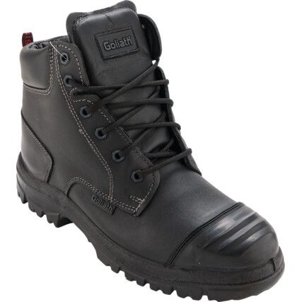 Unisex Safety Boots Size 10, Black, Leather, Steel Toe Cap