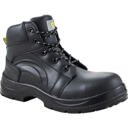 Womens Safety Boots, Size, 7, Black, Leather Upper, S1P