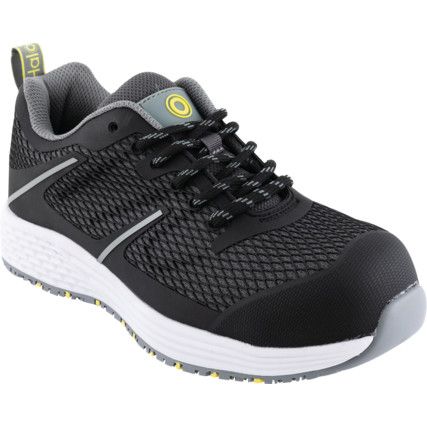 Unisex Safety Trainers, Size 4, Black, Fabric Upper, Composite Toe Cap, S3, EN ISO 20345:2011