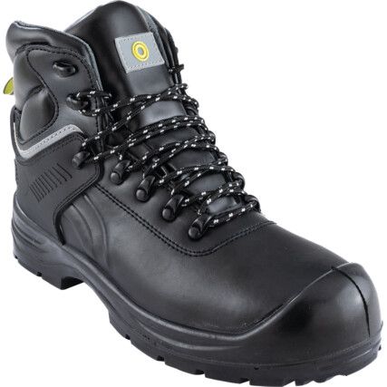 Waterproof Safety Boots, Size, 6, Black, Leather Upper, Steel Toe Cap