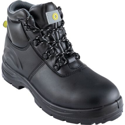 Safety Boots, Size, 5, Black, Leather Upper, Steel Toe Cap