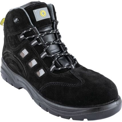 Safety Boots, Size, 12, Black, Leather Upper, Composite Toe Cap