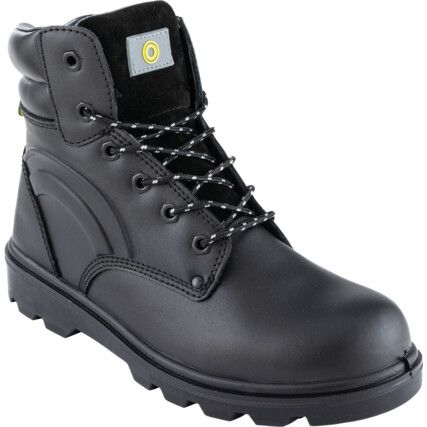 Safety Boots, Size, 11, Black, Leather Upper, Steel Toe Cap