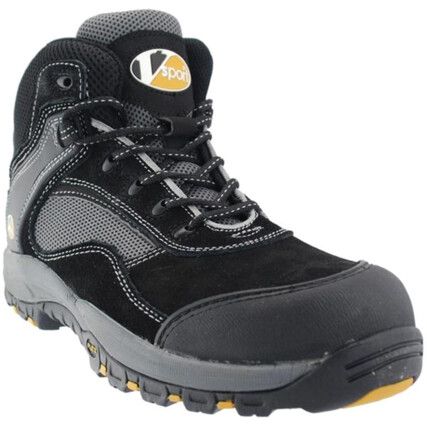 Track, Unisex Safety Boots Size 11, Black, Leather & Mesh, Wide Fit