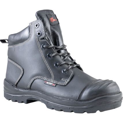 Unisex Safety Boots Size 12, Black, Leather, Steel Toe Cap