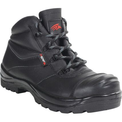 Unisex Safety Boots Size 9, Black, Leather, Water Resistant