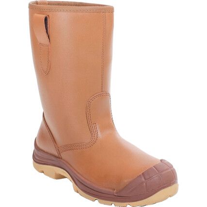 Unisex Metal Rigger Boots, Size 10, Tan, Leather Upper, Steel Toe Cap, S3, EN ISO 20345:2011