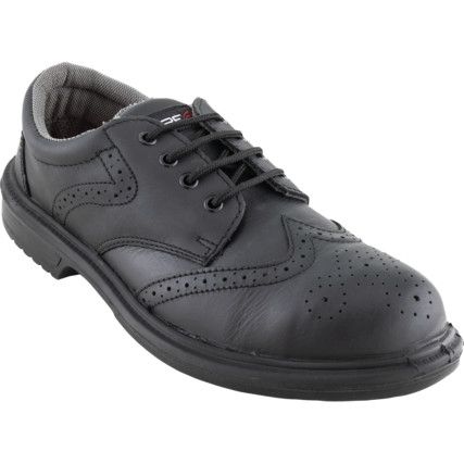 Executive Men's Metal Brogue Safety Shoes, Size 9, Black, Leather Upper, Steel Toe Cap, S3, EN ISO 20345:2011