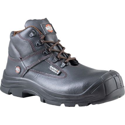 Scorpius, Unisex Safety Boots Size 8, Black, Leather, Steel Toe Cap