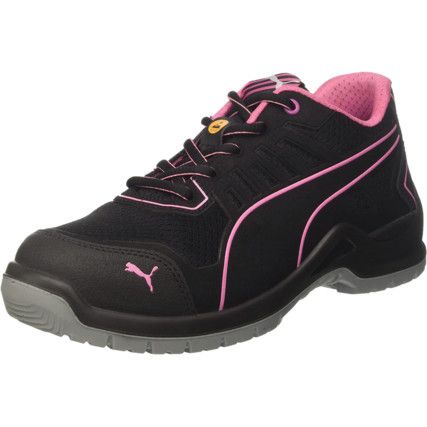 Fuse Tec Women's Safety Trainers, Size 4, Black/Pink, ESD, Mesh Upper, Steel Toe Cap, S1P, EN ISO 20345:2011