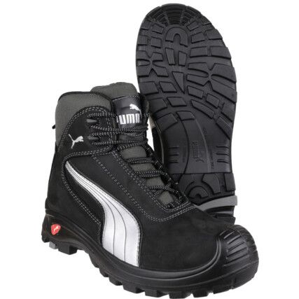 Unisex Safety Boots Size 8, Black, Leather, Water Resistant