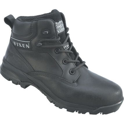 Vixen Onyx, Womens Safety Boots Size 6, Black, Leather, Waterproof, Fibreglass Toe Cap