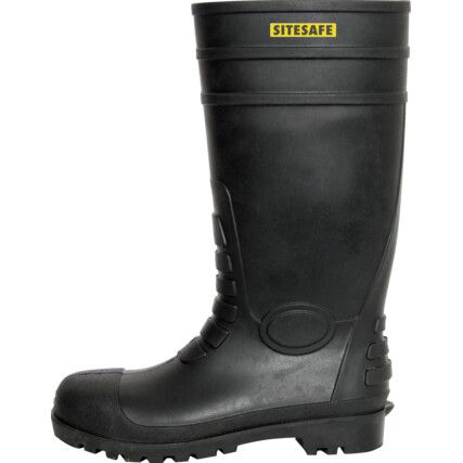 Unisex Metal Safety Wellingtons, Size 10, Black, Polyurethane/Rubber Upper, Steel Toe Cap, S5, SRC, EN ISO 20345:2004