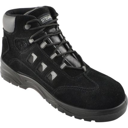 Unisex Safety Boots Size 9, Black, Leather, Composite Toe Cap