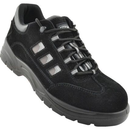 Unisex Safety Trainers, Size 13, Black, Leather Upper, Steel Toe Cap, S1P, EN ISO 20345:2011