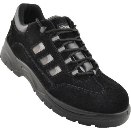 Unisex Safety Trainers, Size 12, Black, Leather Upper, Composite Toe Cap, S1P, EN ISO 20345:2011