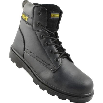 Trucker, Unisex Safety Boots Size 10, Black, Leather, Steel Toe Cap