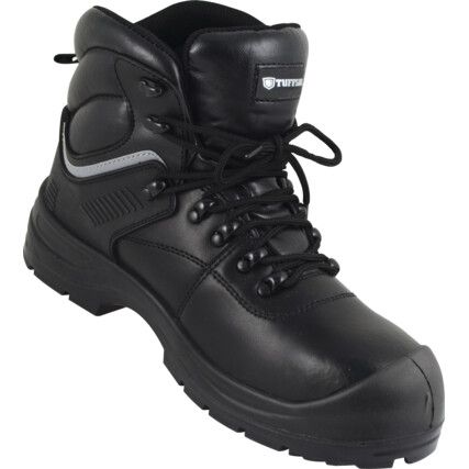 Unisex Safety Boots Size 12, Black, Leather, Waterproof, Steel Toe Cap