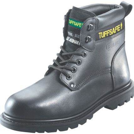 Mens Safety Boots Size 8, Black, Leather, Steel Toe Cap