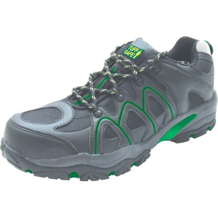 Men's Safety Trainers, Size 7, Black, Leather Upper, Composite Toe Cap, S1P, EN ISO 20345:2011