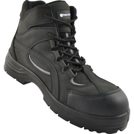 Unisex Safety Boots Size 10, Black, Leather, Steel Toe Cap