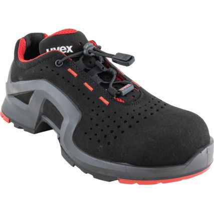 uvex 1 Unisex Safety Trainers, Size 9, Black/Red, ESD, Velour Upper, Composite Toe Cap, S1, EN ISO 20345:2011