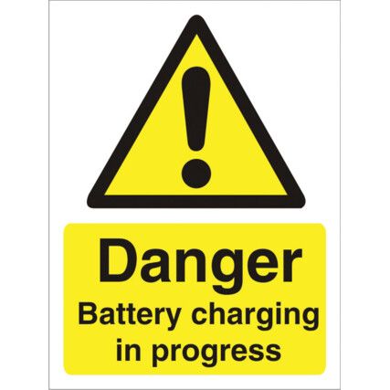 Battery Charging in Progress Polycarbonate Danger Sign 300mm x 400mm