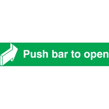 Fire Exit Push Bar to Open Vinyl Sign 600mm x 100mm