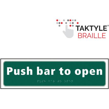 Push Bar To Open Sign Taktyle 450mm x 125mm