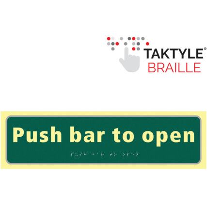 Push Bar To Open Sign Taktyleph 450mm x 125mm