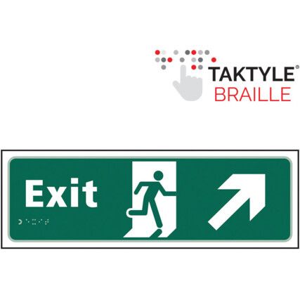 Exit Running Man Sign Arrow Up / Right Taktyle 450mm x 150mm