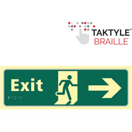 Exit Running Man Sign Arrow Right Taktyleph 450mm x 150mm