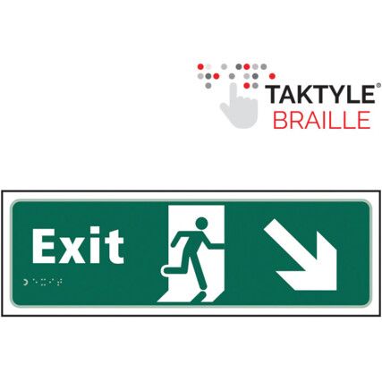 Exit Running Man Sign Arrow Down / Right Taktyle 450mm x 150mm