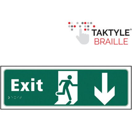 Exit Running Man Sign Arrow Down Taktyle 450mm x 150mm