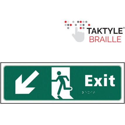 Exit Running Man Sign Arrow Down / Left Taktyle 450mm x 150mm