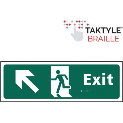 Exit Running Man Sign Arrow Up / Left Taktyle 450mm x 150mm