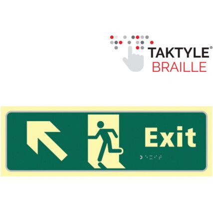 Exit Running Man Sign Arrow Up / Left Taktyleph 450mm x 150mm