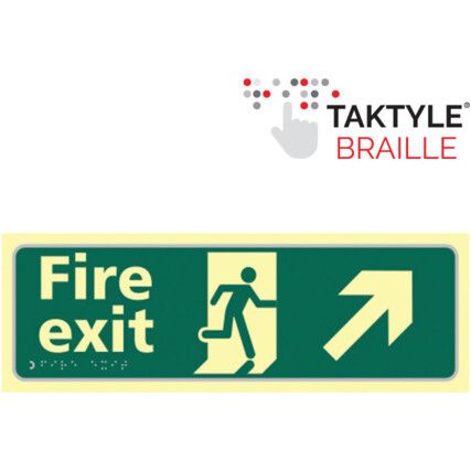 Fire Exit Running Man Sign Arrow Up / Right Taktyleph 450X150mm