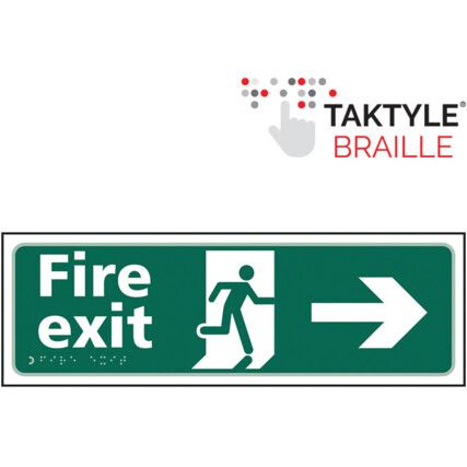 Fire Exit Running Man Sign Arrow Right Taktyle 450mm x 150mm