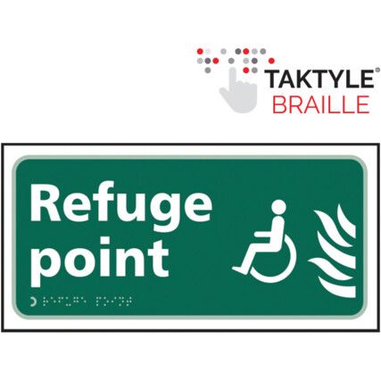 Refuge Point Wheelchair Sign -Taktyle 300mm x 150mm